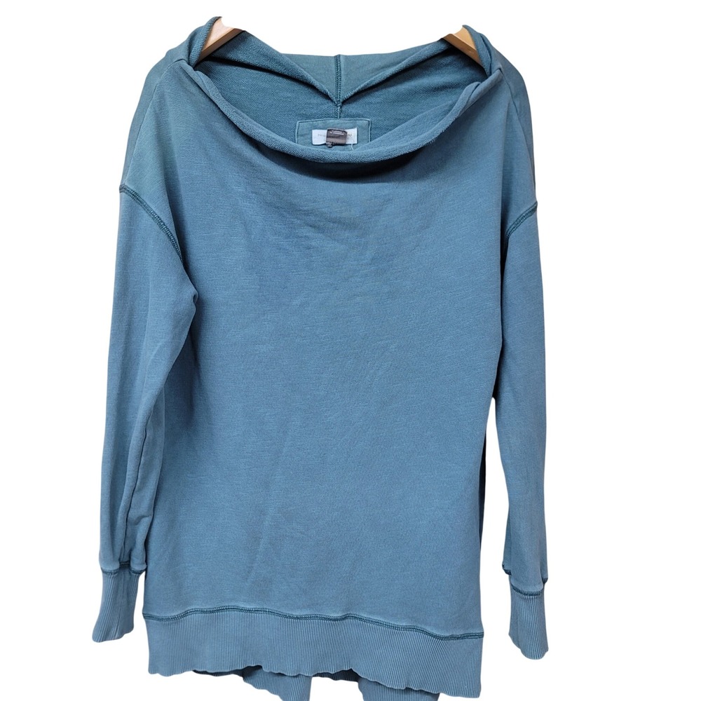 Antro PILCRO Womens Beachy Relaxed Boat Neck Distressed Sweatshirt Teal Sz M